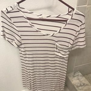 White and maroon striped blouse